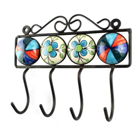 Multicolor Ceramic Floral Tiles Hook